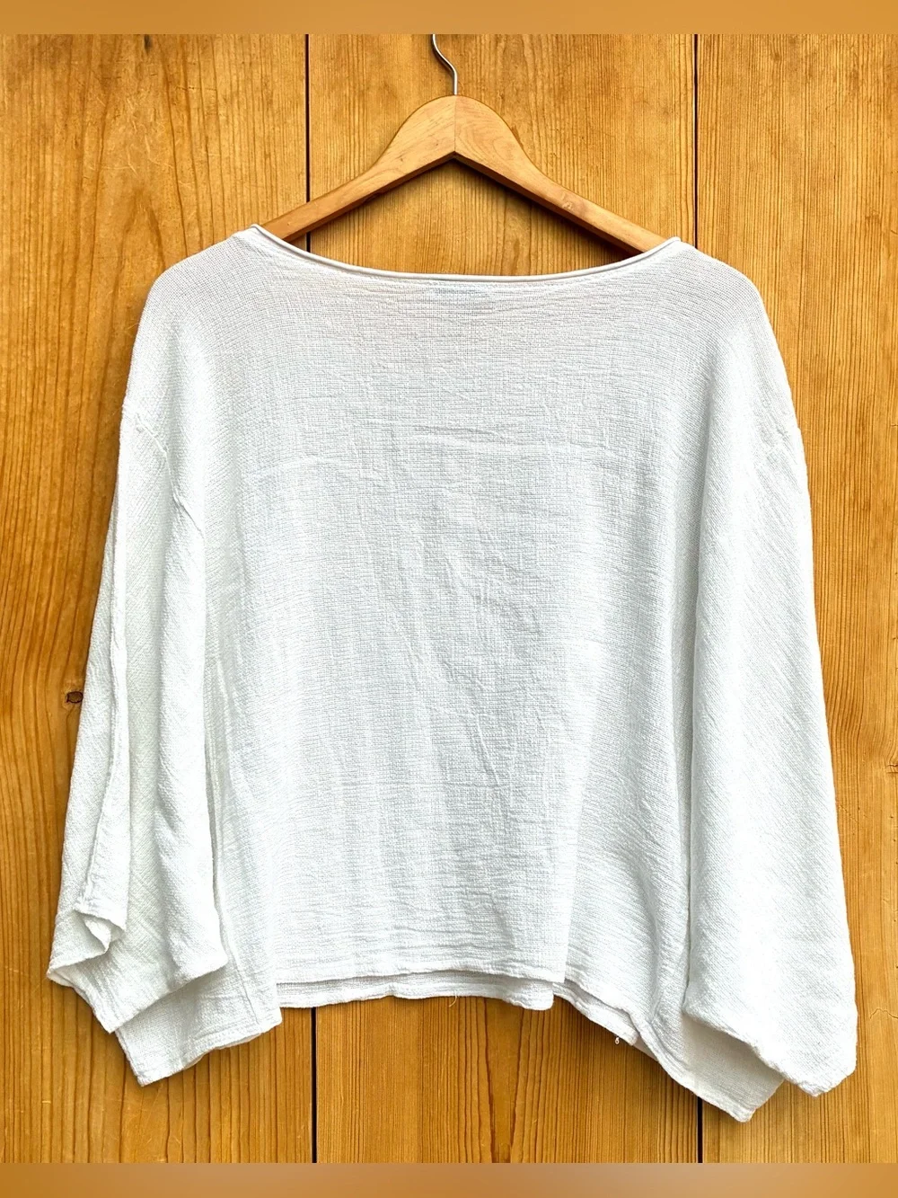 Meo Meli White Linen Summer Gauze Top Sz Large